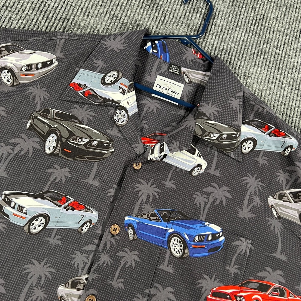 David Carey Ford Mustang Shirt Mens 3XL Short Sleeve Button Up Hawaiian New